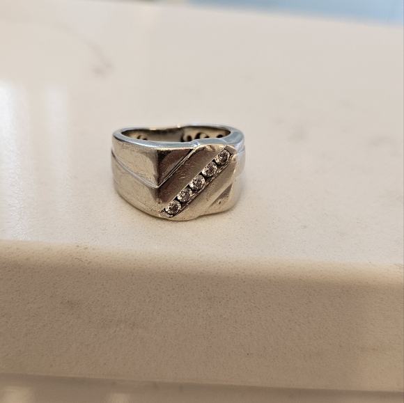 Mens 10k White solid gold Ring with diamonds Si1 Si2 - Picture 5 of 6